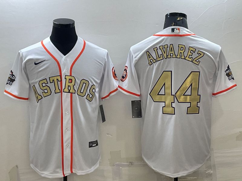 Men Houston Astros #44 Alvarez White Champion gold Game Nike 2022 MLB Jersey